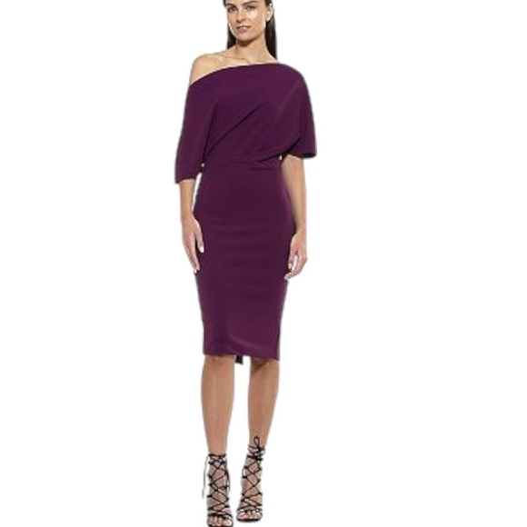Alexia Admor Olivia Draped Sheath Dress - Plum - Picture 1 of 14